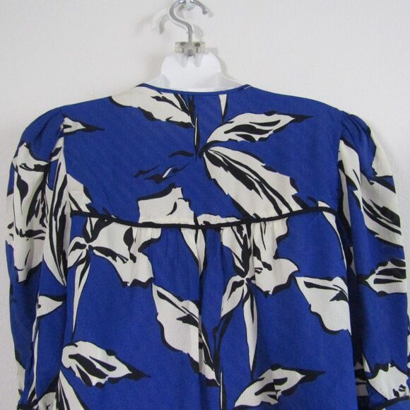 Veronica Beard Milan Top 8 Blue Floral Silk Blend Business Casual Romantic Work - Picture 10 of 12